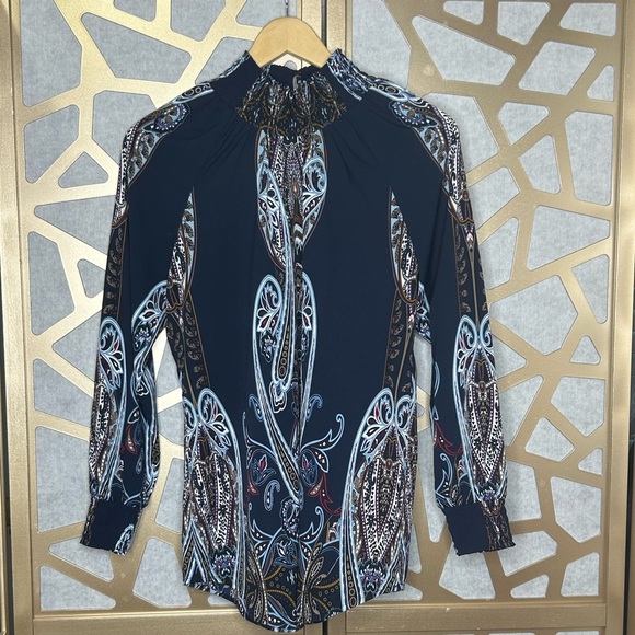 Paisley Nouveau Smocked Mock-Neck Top - Picture 1 of 9